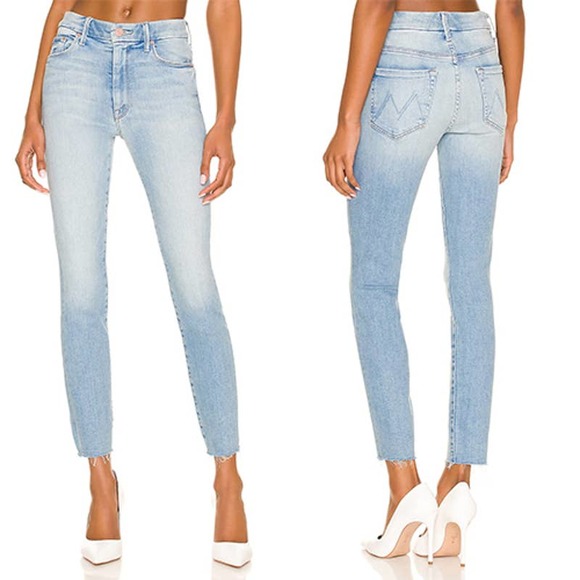 MOTHER Denim - Mother High Waisted Looker Ankle Fray Skinny Jeans Blue Women's Size: 28 NWOT